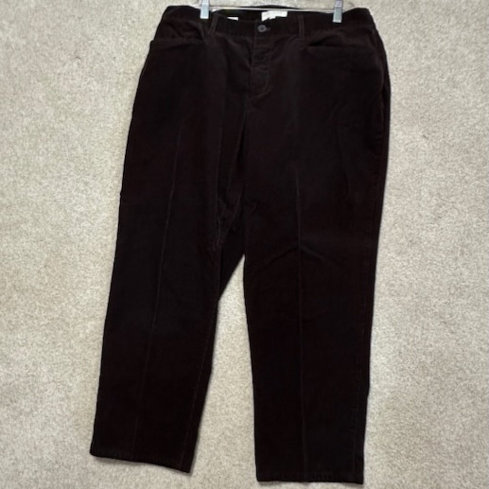 Talbots Heritage Corduroy Straight Leg Pants Dark Brown 16W Petite Length NWOT